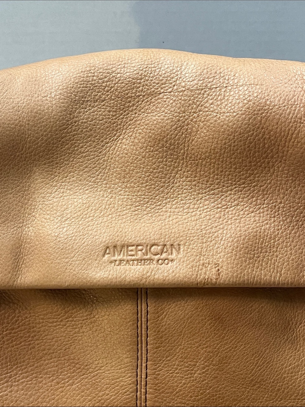 American Leather Co. Tan Light Brown Backpack Book Bag Purse - Picture 4 of 16